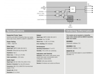 GRASS VALLEY Video/Audio Multiplexer (Brand new) 8920MUX