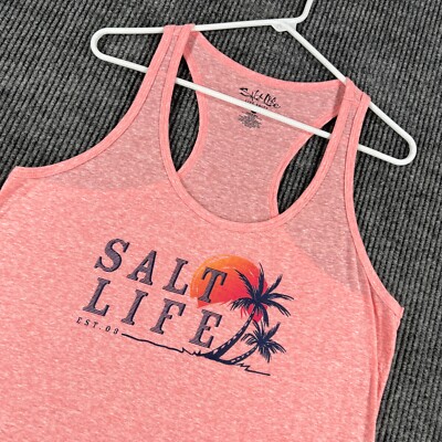 Salt Life Tank Top Shirt Womens XL Extra Large Pink Sleeveless Beach Active