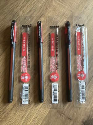 Uni-Ball Jetstream 101 Smoothest Kugelschreiber, rot, Ref SX-101-10, 3 Stifte + 3 Minen