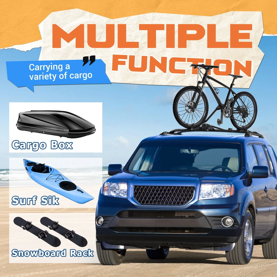 Barra transversal de aluminio para portaequipajes de techo + 4 piezas para Honda Pilot 2009 2010-2015 Foto 4 de 4