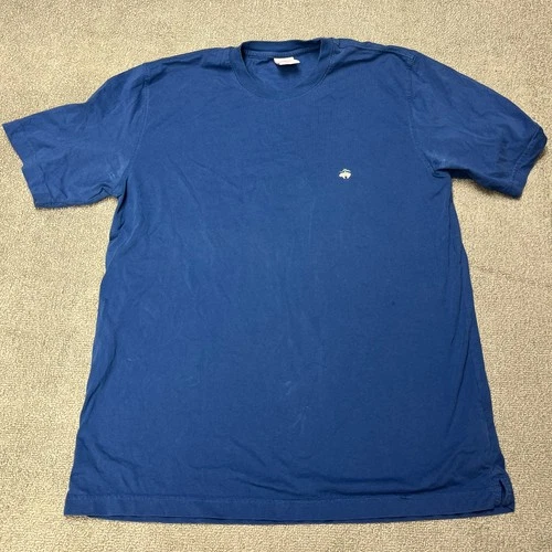 STAINS Brooks Brothers Shirt 346 Mens Large Short Sleeve Blue T-Shirt Logo