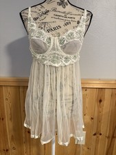 Vintage 90s Victoria Secret Fairy Bridal Pleated Baby Doll Mini Dress Coquette 