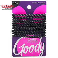 Goody Ouchless No Slip Hair Ties, 10 Ct, Black, 4MM Rubber Bands, Slideproof, Pa