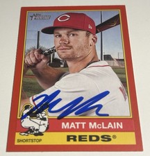 MATT MCCLAIN AUTOGRAPHED 2025 TOPPS HERITAGE RED BORDER #221 CINCINNATI REDS MLB