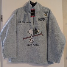 Peanuts Snoopy Woodstock W Sherpa Teddy Zip Fleece Pullover Size XL