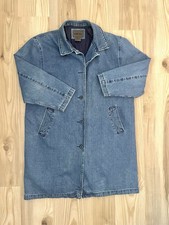 Vintage Denim Chore Jacket Barn Western Long Overcoat Farm Cotton Unisex Large