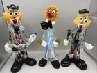 Lot Of 3 Murano Hand Blown Glass Clown Figurine Clowns Venetian art decor
