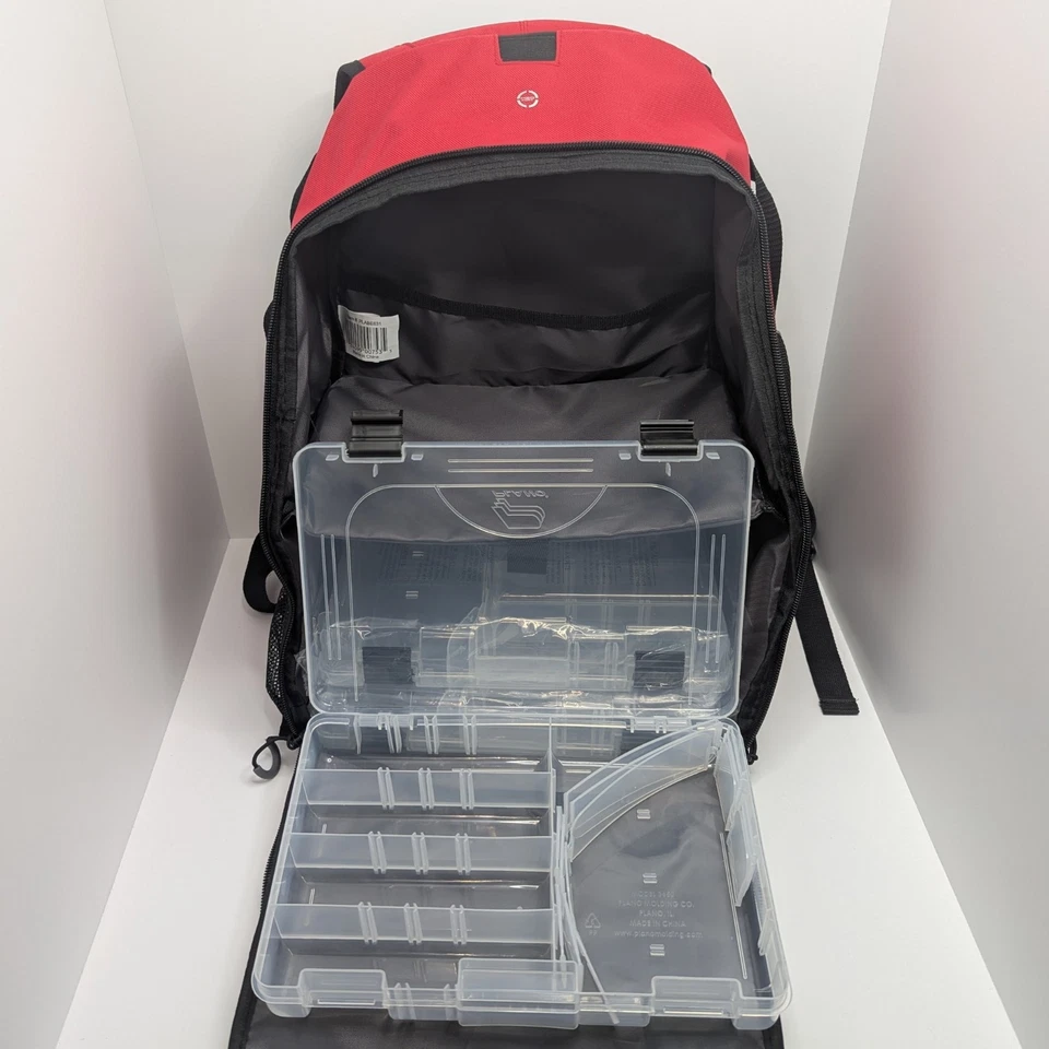 Mochila de pesca Plano E-Series 3600 bolsa de aparejos resistente al agua roja con bolsillos Foto 3 de 4