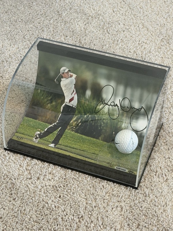 Rory McIlroy Autograph Curved 8x10” Display With Driven Ball Upper Deck UDA Sign