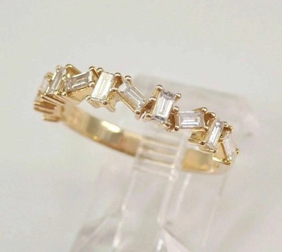 Halb-Ewigkeitsring 2 kt Baguetteschliff laborgefertigter Diamant Bandring 14 K Gelbgold FN