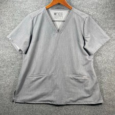 Figs Casma Three Pocket Scrub Top Women's Large Gray Medical Nurse Uniform