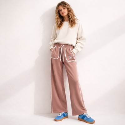 Loewe Anagram Terry Sweatpants Sand Contrast Trim Wide Leg Joggers Sz S