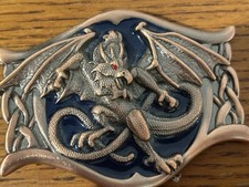 Copper Tone With Black Enamel Dragon Belt Buckle