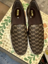 Michael Kors MK Logo Brown Slip-On Flats Women's US 7 Canvas Round Toe