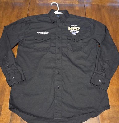 Wrangler NFR Las Vegas 2020 Shirt Mens MED Black PRCA Rodeo Western Button Down