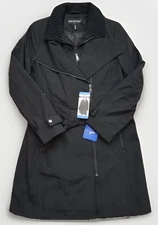 Halston Womens Trench Coat, Removable Belt Water-Resistant Large black