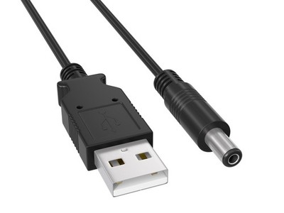 6ft USB to 5V DC Power Cable 5.5x2.1mm Barrel Plug Power Only Black