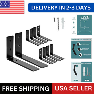 10 Pcs Shelf Bracket 6 inch Heavy Duty Floating Shelf Brackets Black Heavy Duty,
