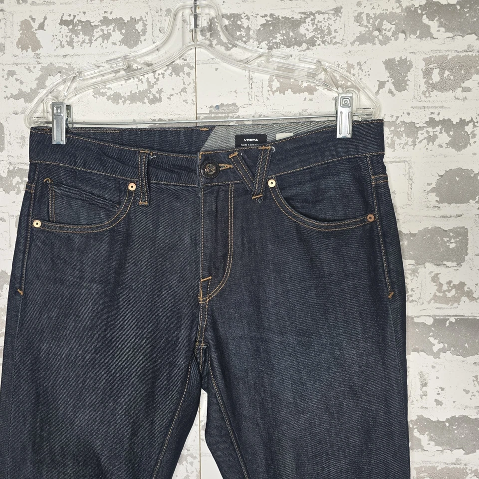 Volcom Jeans Mens 32x32 Vorta Slim Straight Leg Low Rise Dark Blue Wash Denim - Image 3 of 4
