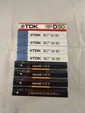 Lot of 9 Cassette Tape TDK SA 90 IEC II Type II Maxell UDII 90 XLII-S 90 TDK D90