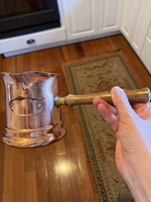 Teleflora 1984 Copper Turkish Coffee Pot with Wooden Handle