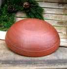 Antique Wood Dough Bowl w Rim Beehive Turn Marks Red Milk Paint 13"