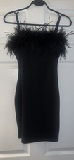 Cocktail Dress Black Feather Medium Adjustable Straps 