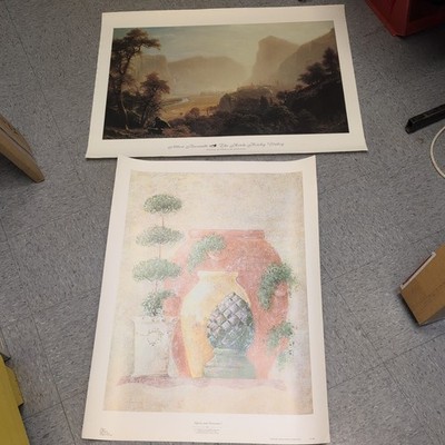 Albert Bierstadt Lithograph Print ''The Hetch hetchy Valley'' 40x30 lot of 2! 