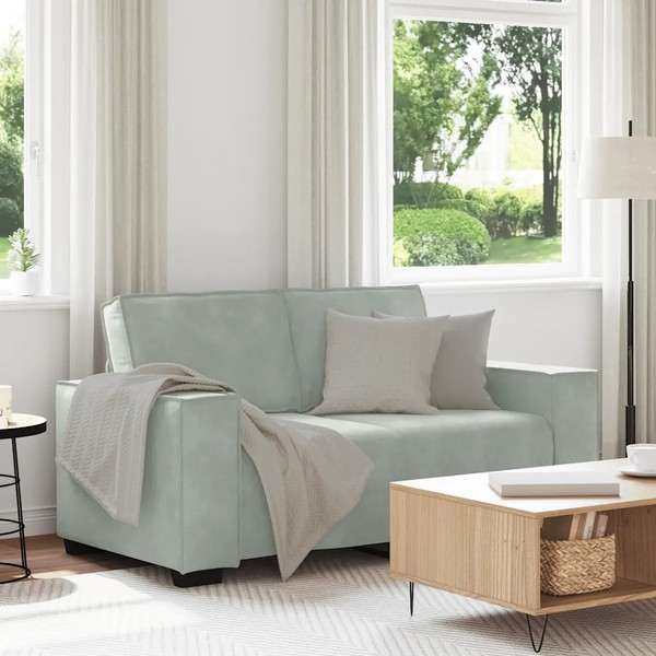 Samt Sofa 2-Sitzer Hellgrau 160X78X84 Cm Couch-image