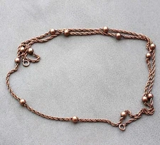 Copper Plated Rope & Ball Beads Multilayered Chain Necklace 19" MJ