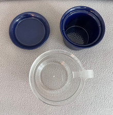 Tupperware Tafelperle Kaffee Becher Sieb Deckel Milch Kanne Henkel Blau Gebrauch