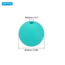 15mm Silicone Beads, 60PCS Silicone Beads Bulk for Pens Keychain, Cyan