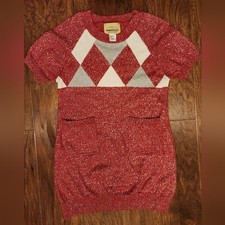 Roebuck And Company Red Argyle Sweater Dress