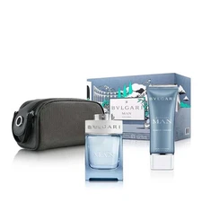 BVLGARI Man Glacial Essence 3pc Gift Set 3.4oz EDP + 3.4oz After Shave, + pouch