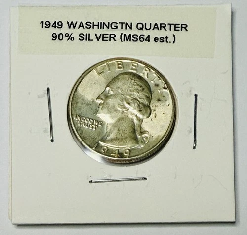1949 Washington Quarter 25C 90% Silver BU Uncirculated Raw Coin