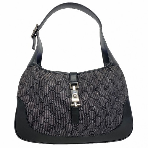 GUCCI Hand Bag Jackie 00963 denim Black silver hardware 104239