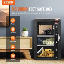VEVOR 3.5 cu.ft Safe Box with Key Lock & Password - Secure Your Valuables - Blac
