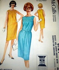  LOVELY VTG 1960S SMOCKED DRESS MCCALL'S Sewing Pattern 12/32 FF