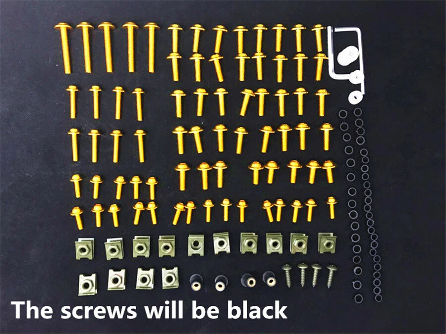 Motorcycle Body Faring Work Bolt Kit Black Fender Screws Clips Washers 177 Pcs - Imagem 4 de 4