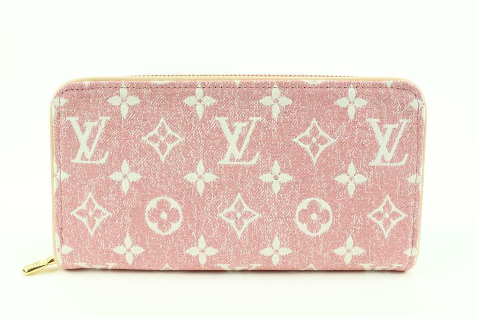 Louis Vuitton Pink Rose Monogram Denim Zippy Wallet Long Zip Around 31lv217s