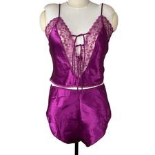 Vintage Purple Lacy Camisole and High Cut Panties - Size L