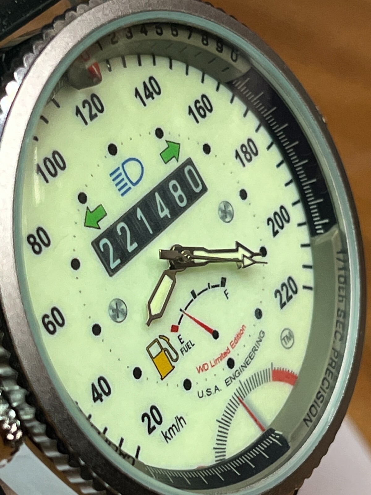 New Watch Quartz Speedometer Luminous Dial 48mm Silver Case 24mm ...
