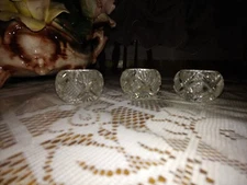 Antique English Open Salt Dip/Cellar, "Fan and Diamond" ( Set of 3 )
