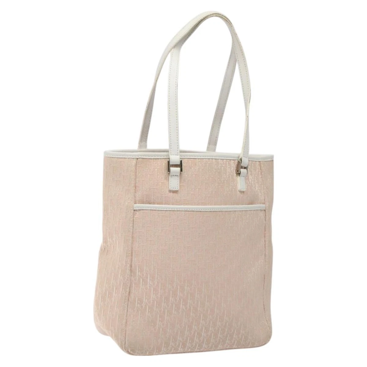 Sac fourre tout Christian Dior Trotter toile rose blanc argent authentique EC695