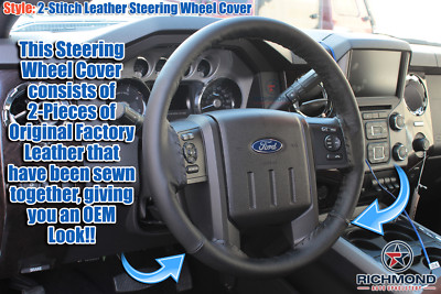 2009-2010 F250 F350 Lariat FX4 FX2 -Leather Steering Wheel Cover w/Needle Thread