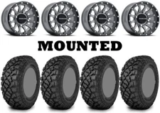Kit 4 Kenda Klever XT Tires 28x10-14 on Raceline Trophy Gray Wheels 550