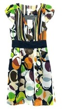 NEW Moulinette Soeurs Anthropologie Faux Wrap Dress Size 0 Geometric Circles BW