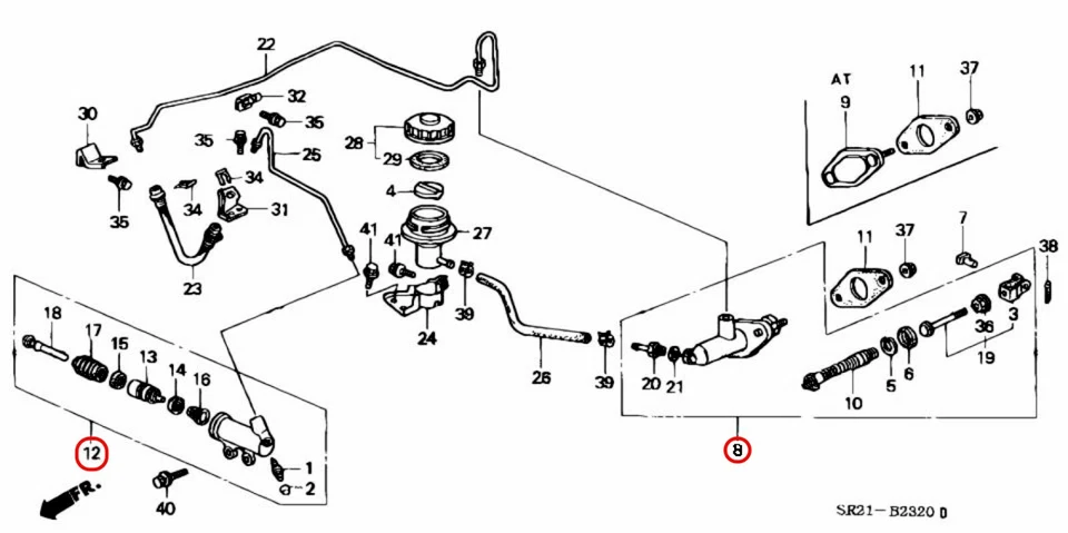 HONDA Genuino CIVIC INTEGRA DEL SOL Serie B Embrague Esclavo y Cilindro Maestro Fabricante de Equipo Original Foto 3 de 4