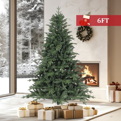 6ft Artificial Christmas Tree w/1455 PE&PVC Mixed Branch Tips Holiday Decoration