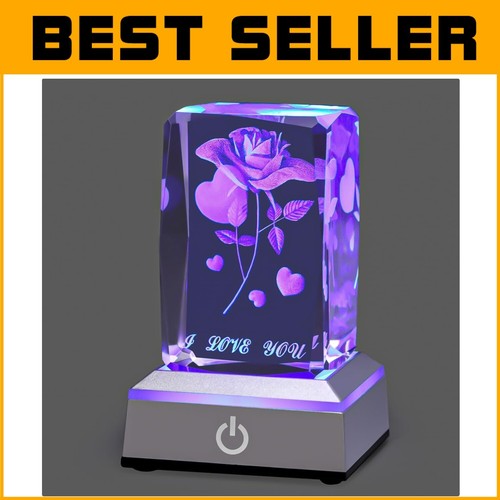 Touch-Sensitive 3D Engraved Crystal Nightlight - Perfect for Valentine's Day